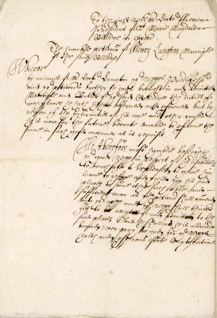 Magdalen College Archives, CS/35/4/4