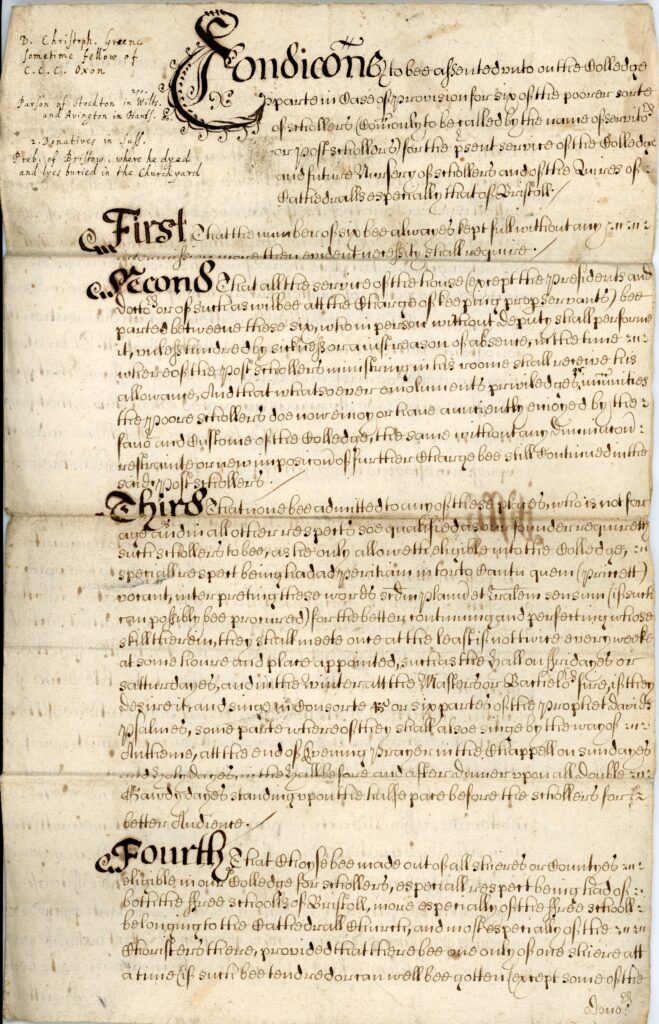 Magdalen College Archives, EP/ER/WL/MNH/M/1, page 1