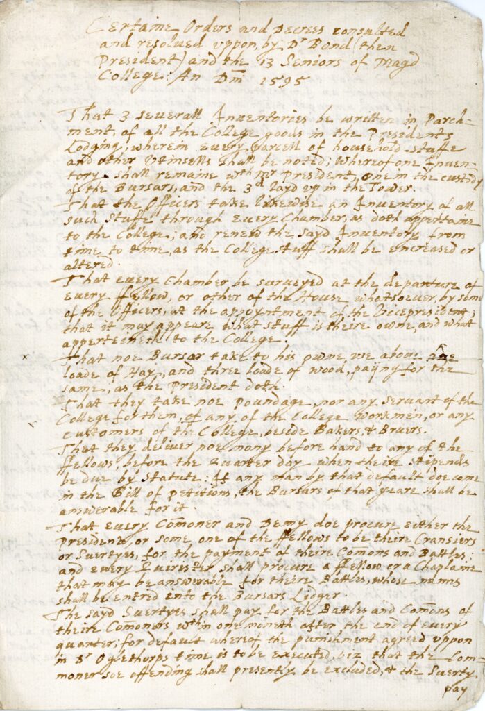 Magdalen College Archives, De situ collegii 24, page 1